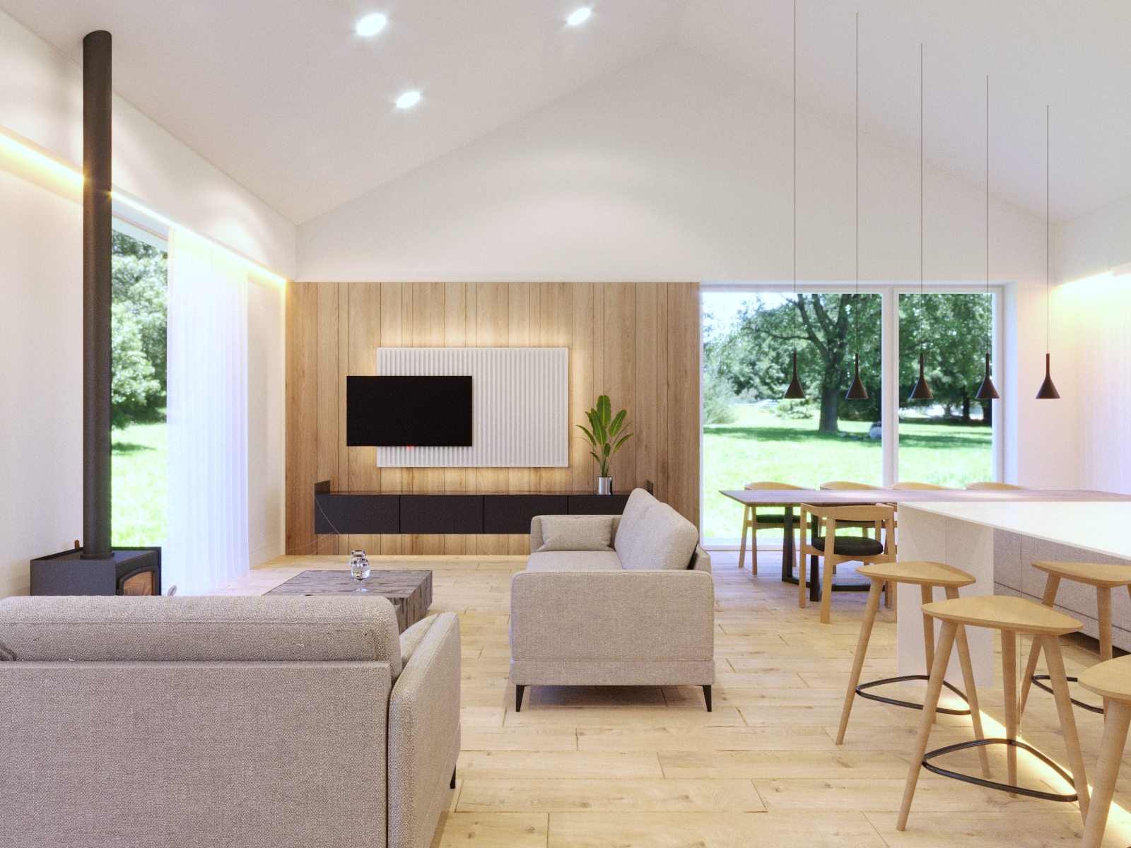 minimalistyczna jasny dom - wizualizacje wnętrz kraków