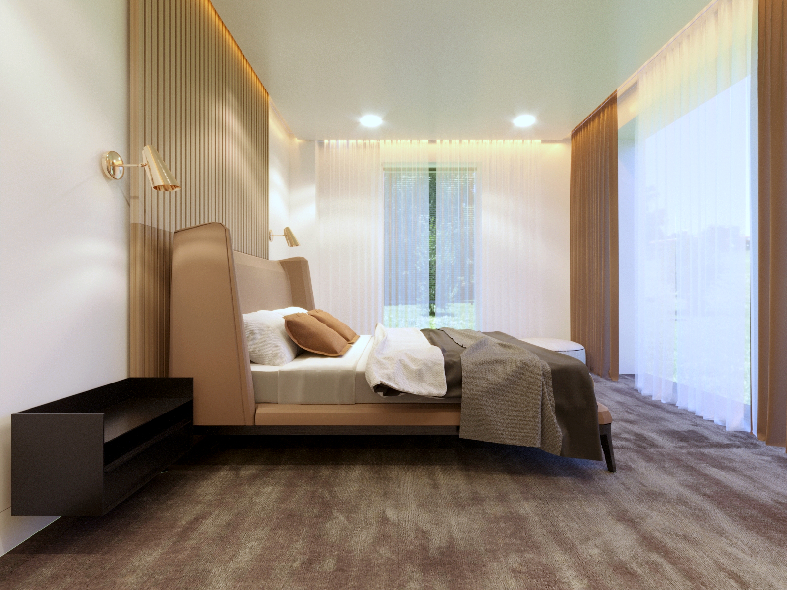 minimalistyczna jasna sypialnia -wizualizacje wnętrz kraków
