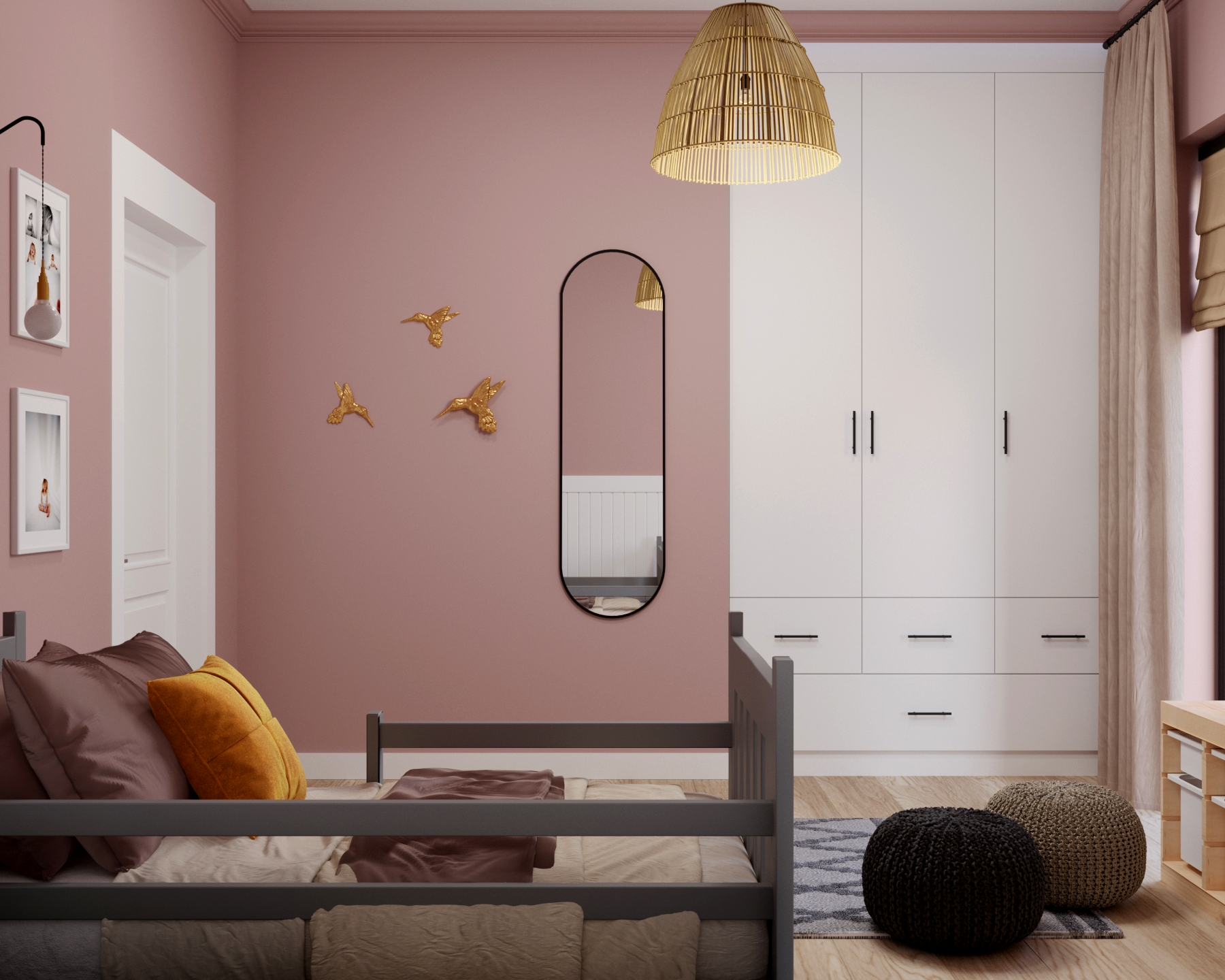 różowy pokój dziewczynki - projektant wnętrz kraków