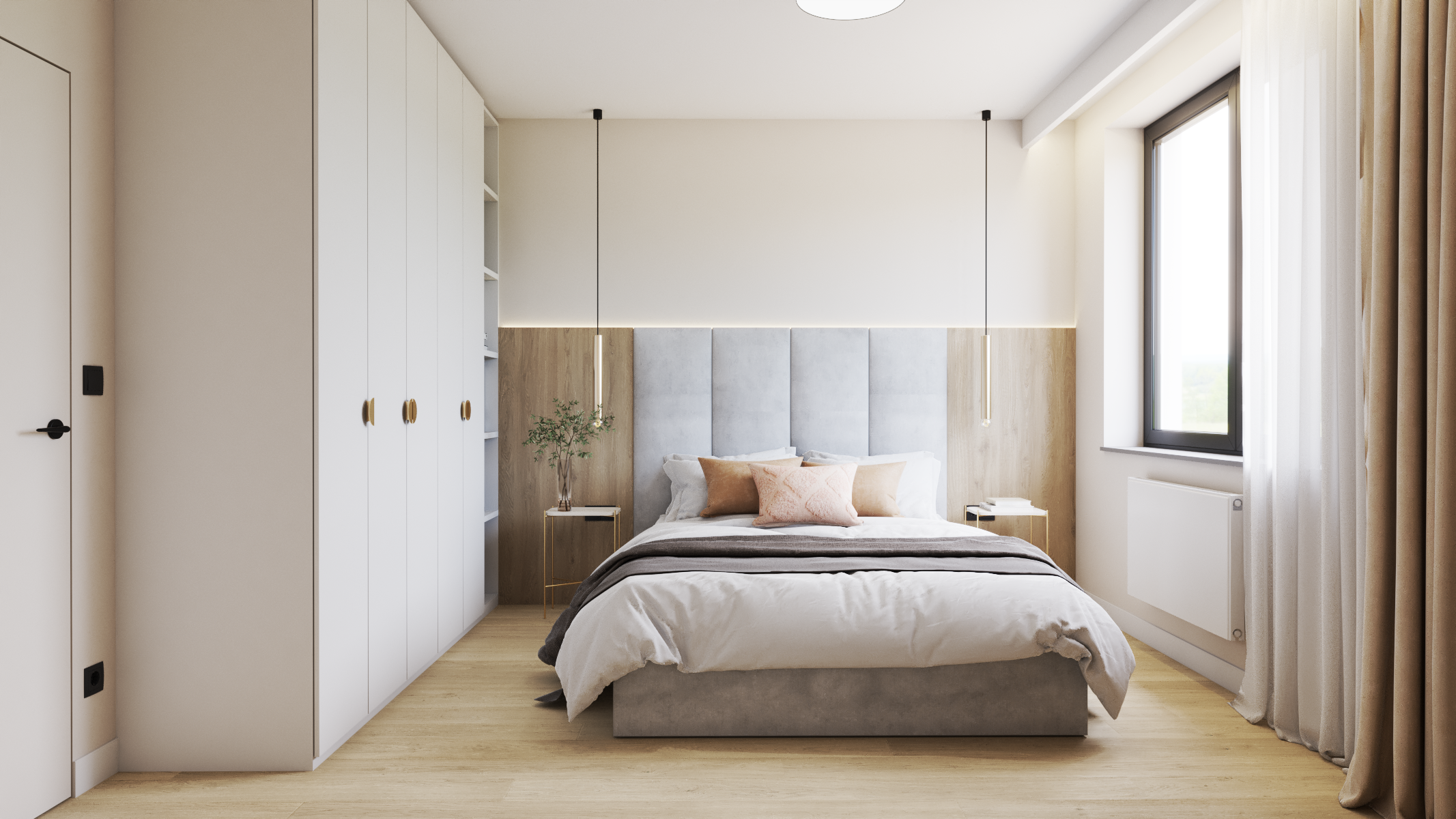 minimalistyczna sypialnia - architektura wnętrz studio kraków