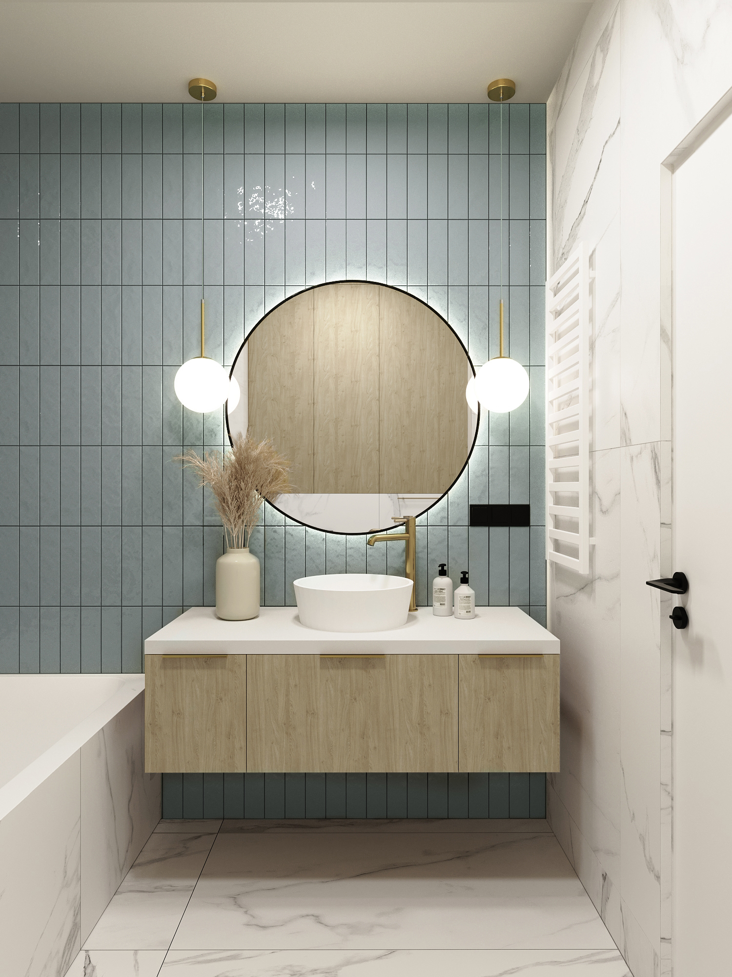 minimalistyczny projekt łazienki - architektura wnętrz studio kraków