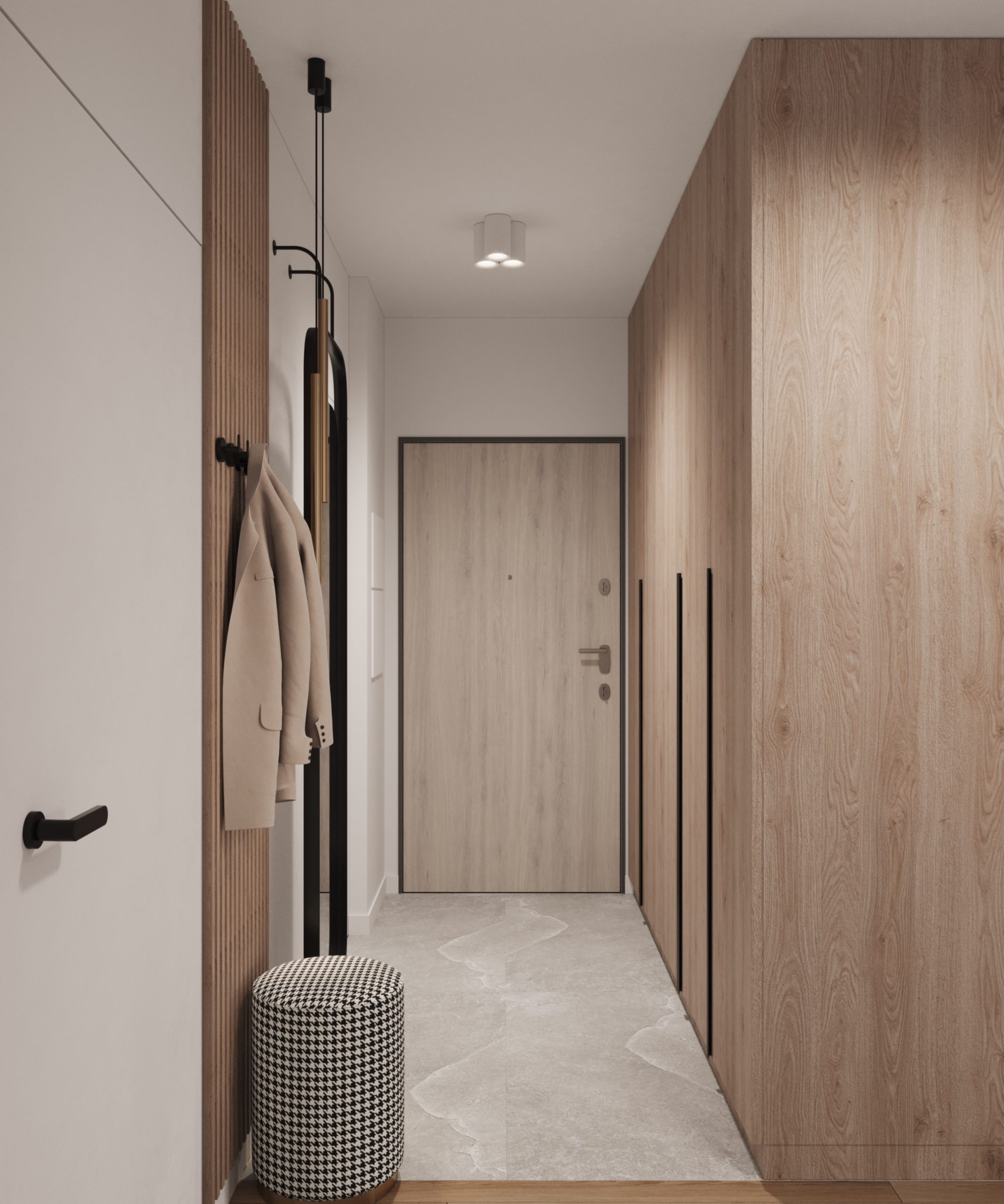 projektant wnętrz kraków - korytarz małego mieszkania