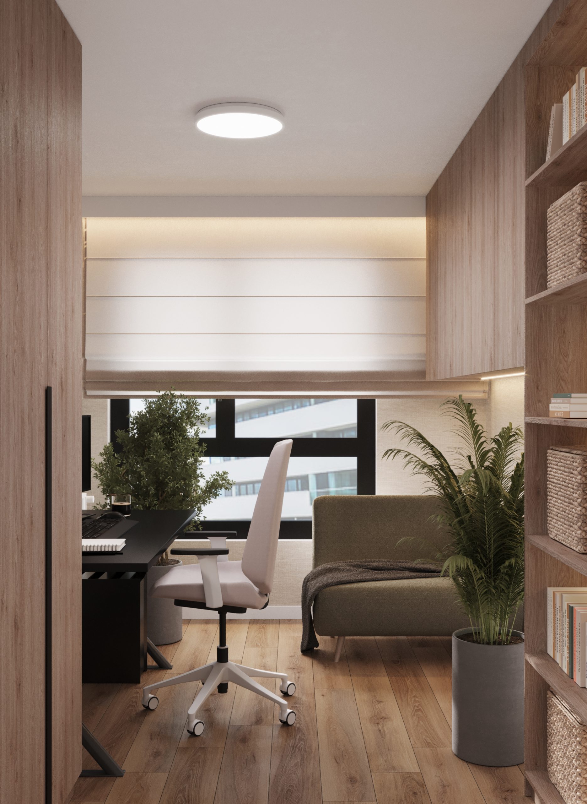 projektant wnętrz kraków - biuro w małym mieszkaniu